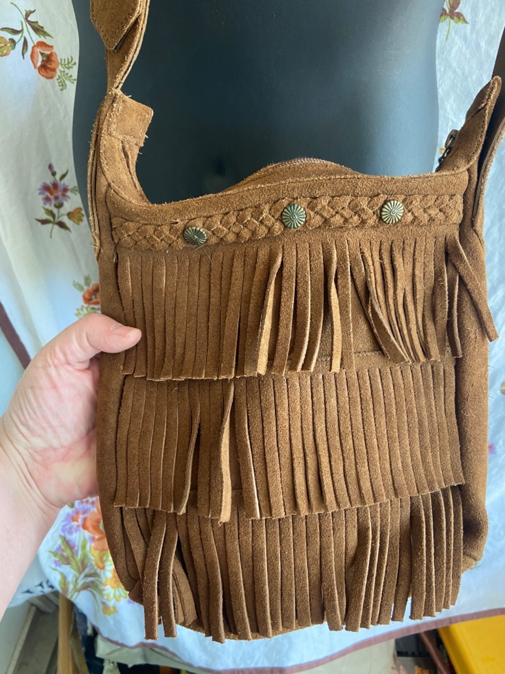 Minnetonka Crossbody Handbag Brown Suede Fringe Western Pouch Bag - Picture 4 of 12